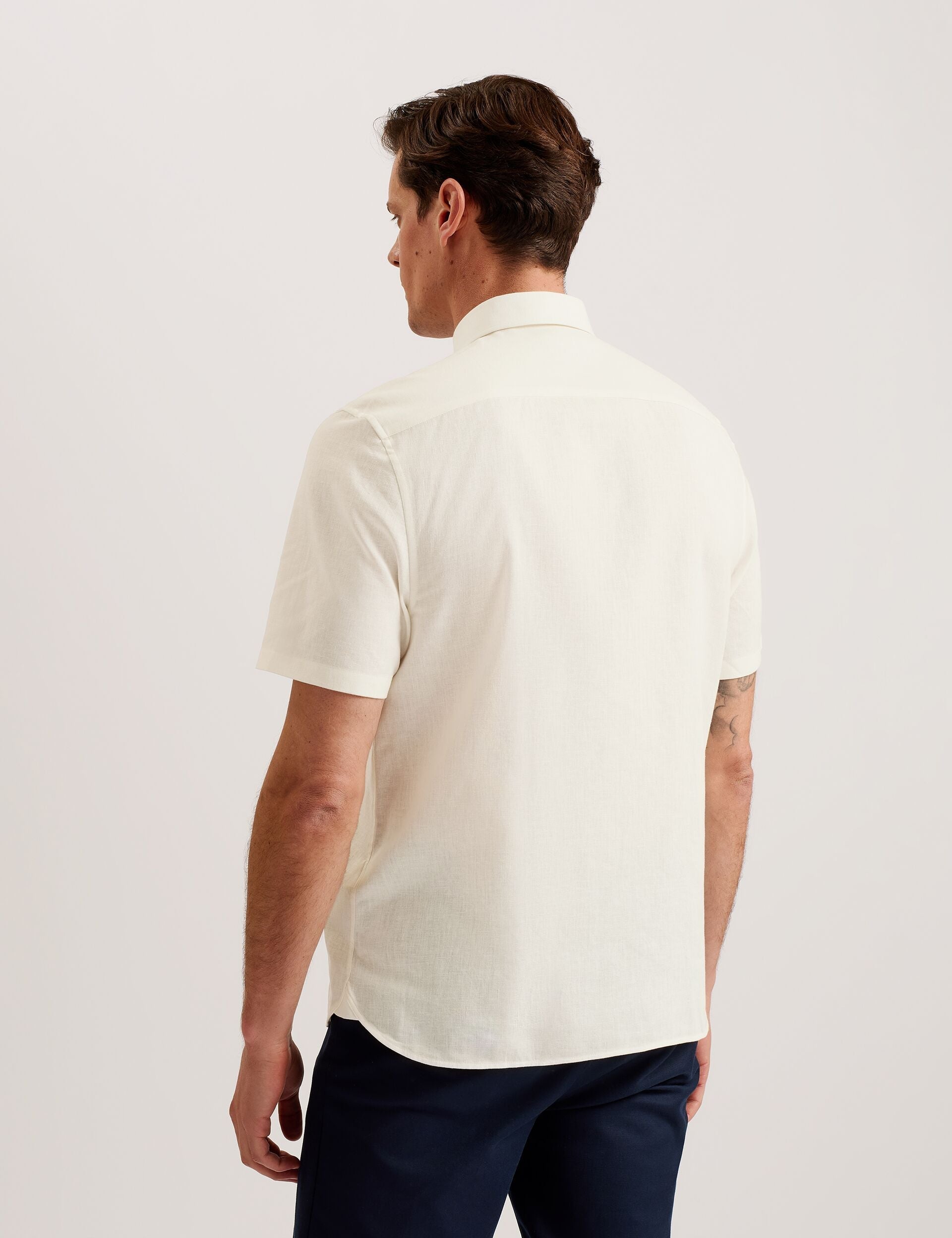 Ted Baker NAIRES Linen Blend Slim Short Sleeve Shirt