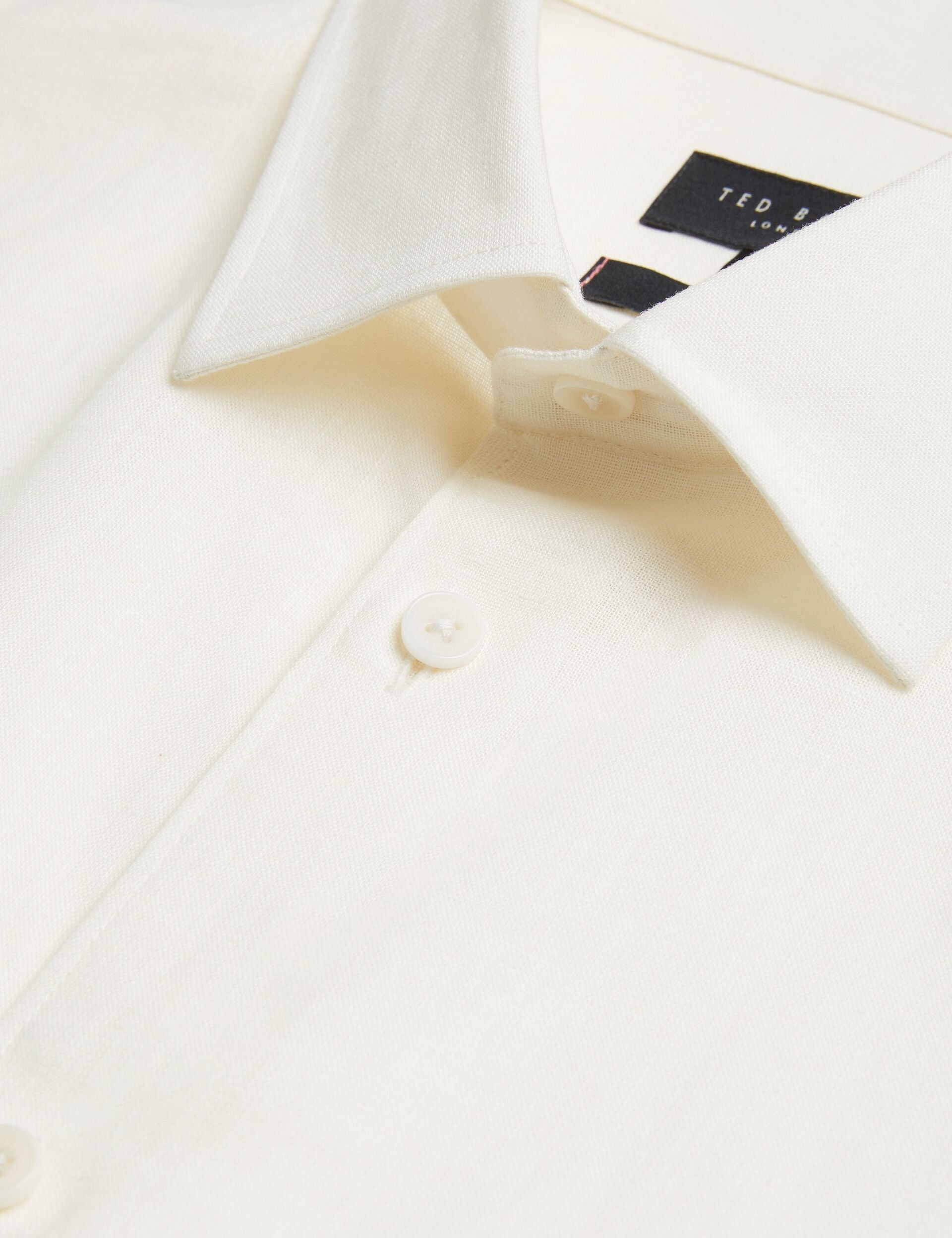 Ted Baker NAIRES Linen Blend Slim Short Sleeve Shirt