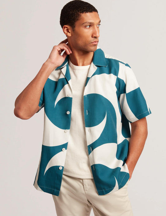 Ted Baker ROLDAN - Short Sleeve Oversized Swirl Print Shirt