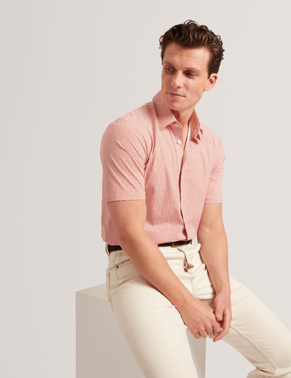 Ted Baker Orange Wavey Geo Print Short Sleeve Shirt | WAVEYS | Ted Baker