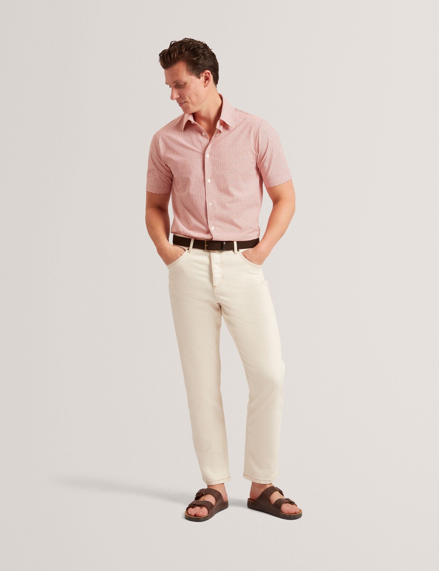 Ted Baker Orange Wavey Geo Print Short Sleeve Shirt | WAVEYS | Ted Baker