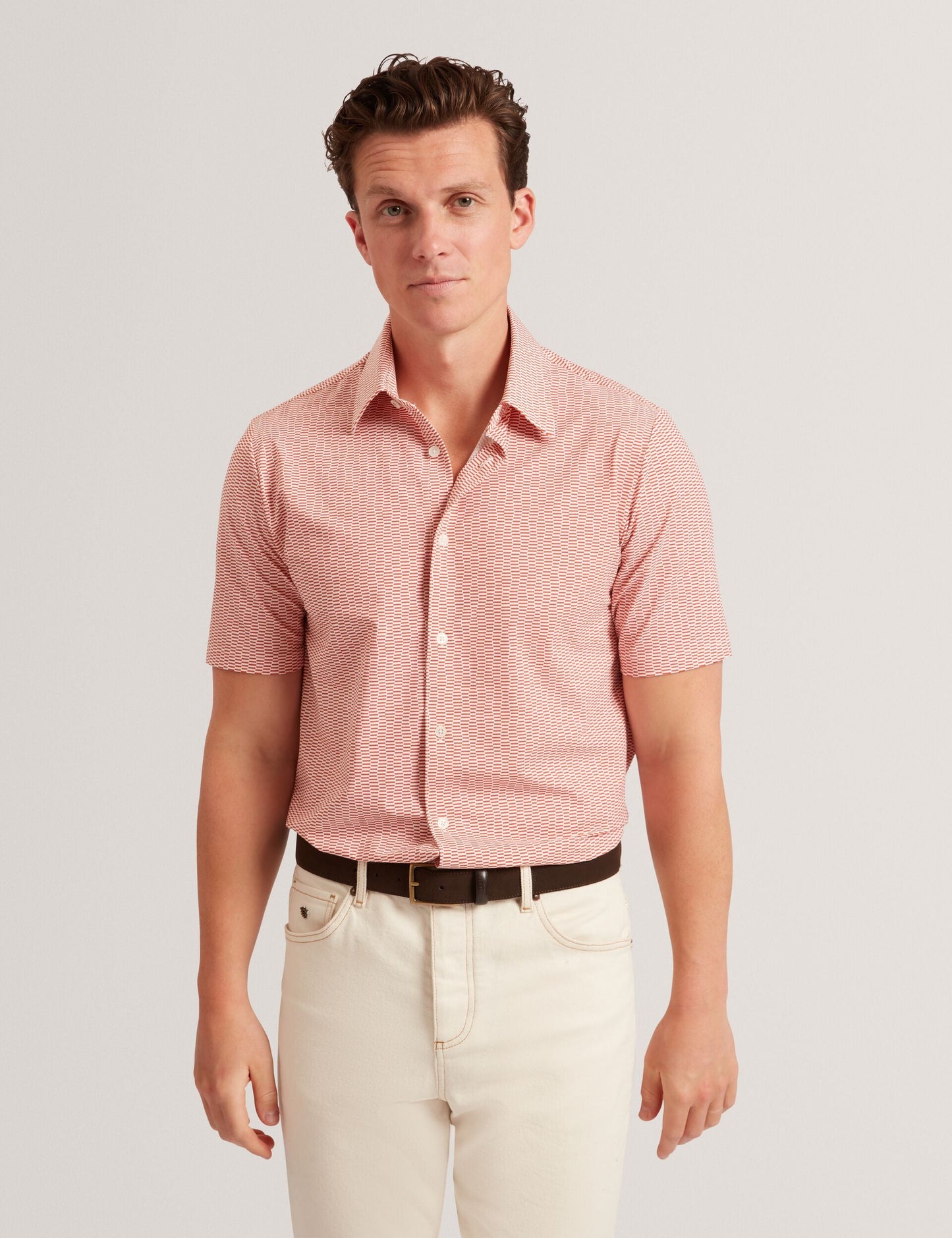 Ted Baker Orange Wavey Geo Print Short Sleeve Shirt | WAVEYS | Ted Baker