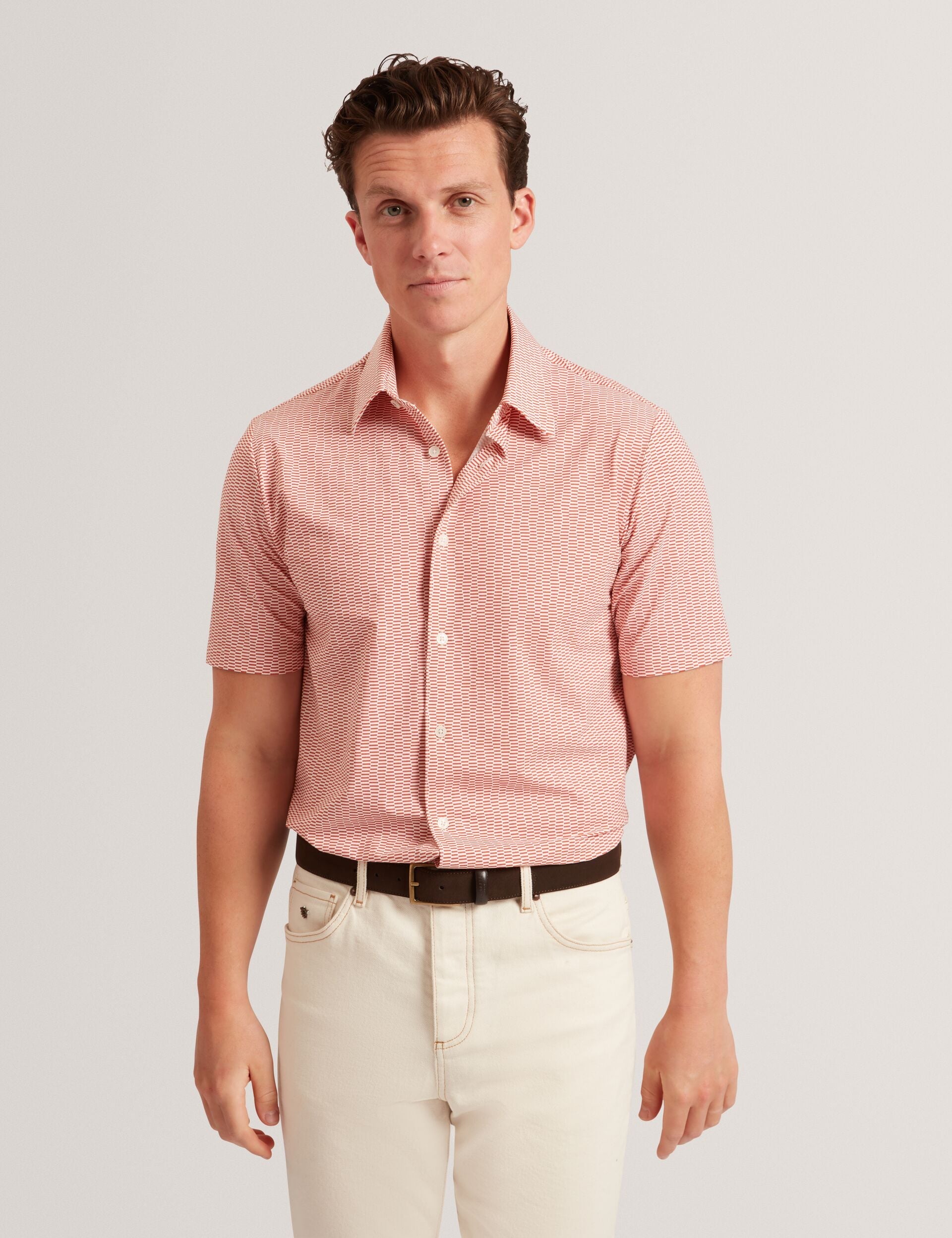 Ted Baker Orange Wavey Geo Print Short Sleeve Shirt | WAVEYS | Ted Baker