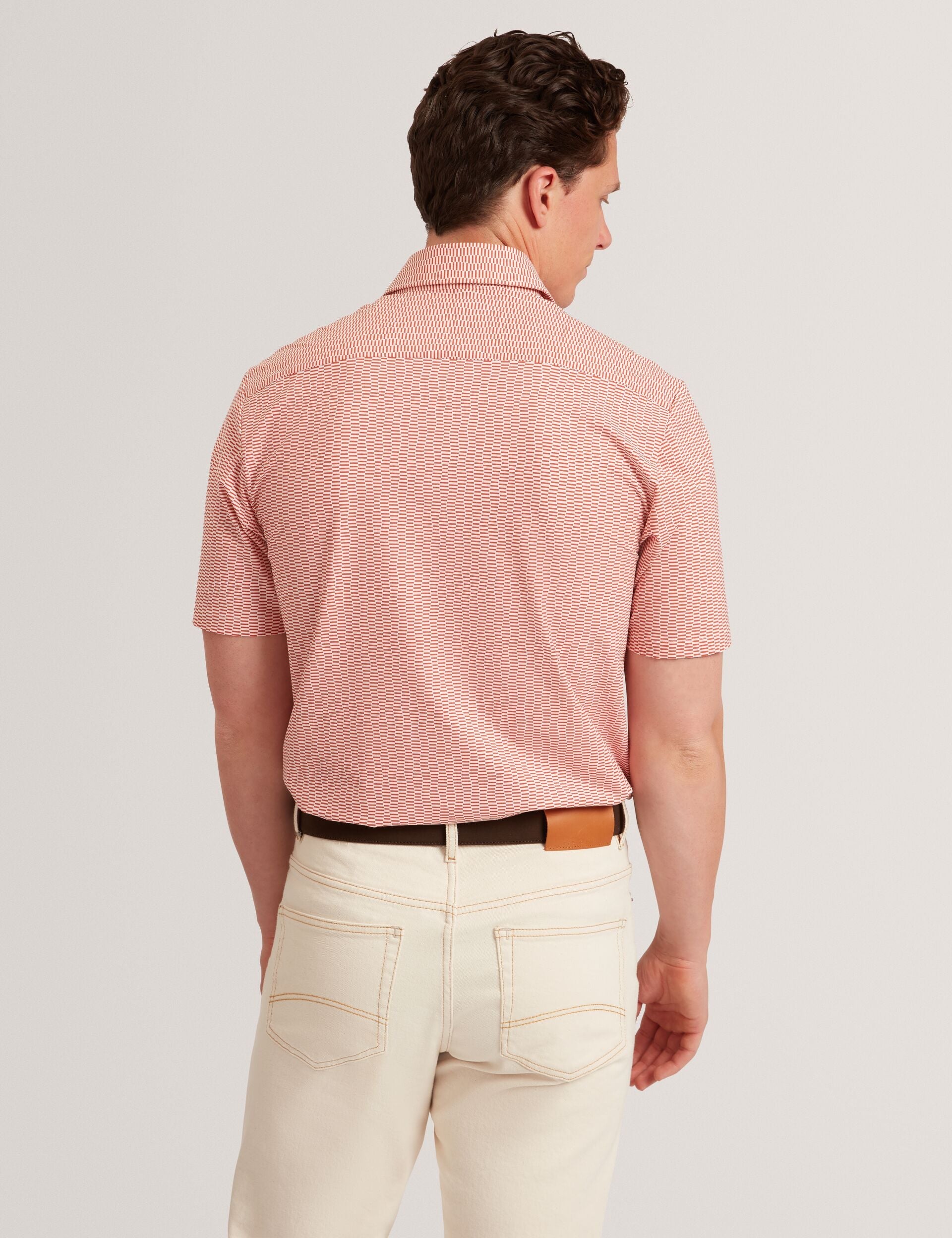 Ted Baker Orange Wavey Geo Print Short Sleeve Shirt | WAVEYS | Ted Baker