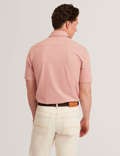 Ted Baker Orange Wavey Geo Print Short Sleeve Shirt | WAVEYS | Ted Baker