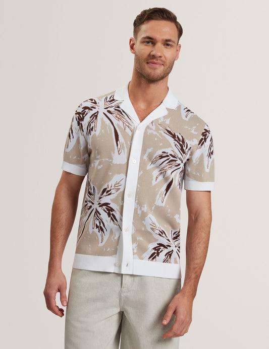 Ted Baker KYES - Leaf Print Knitted Short Sleeve Shirt