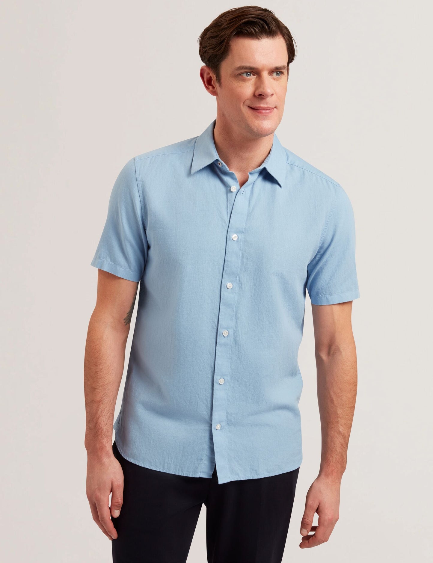 Ted Baker ZEFRE - Blue Short Sleeve Linen Woven Shirt
