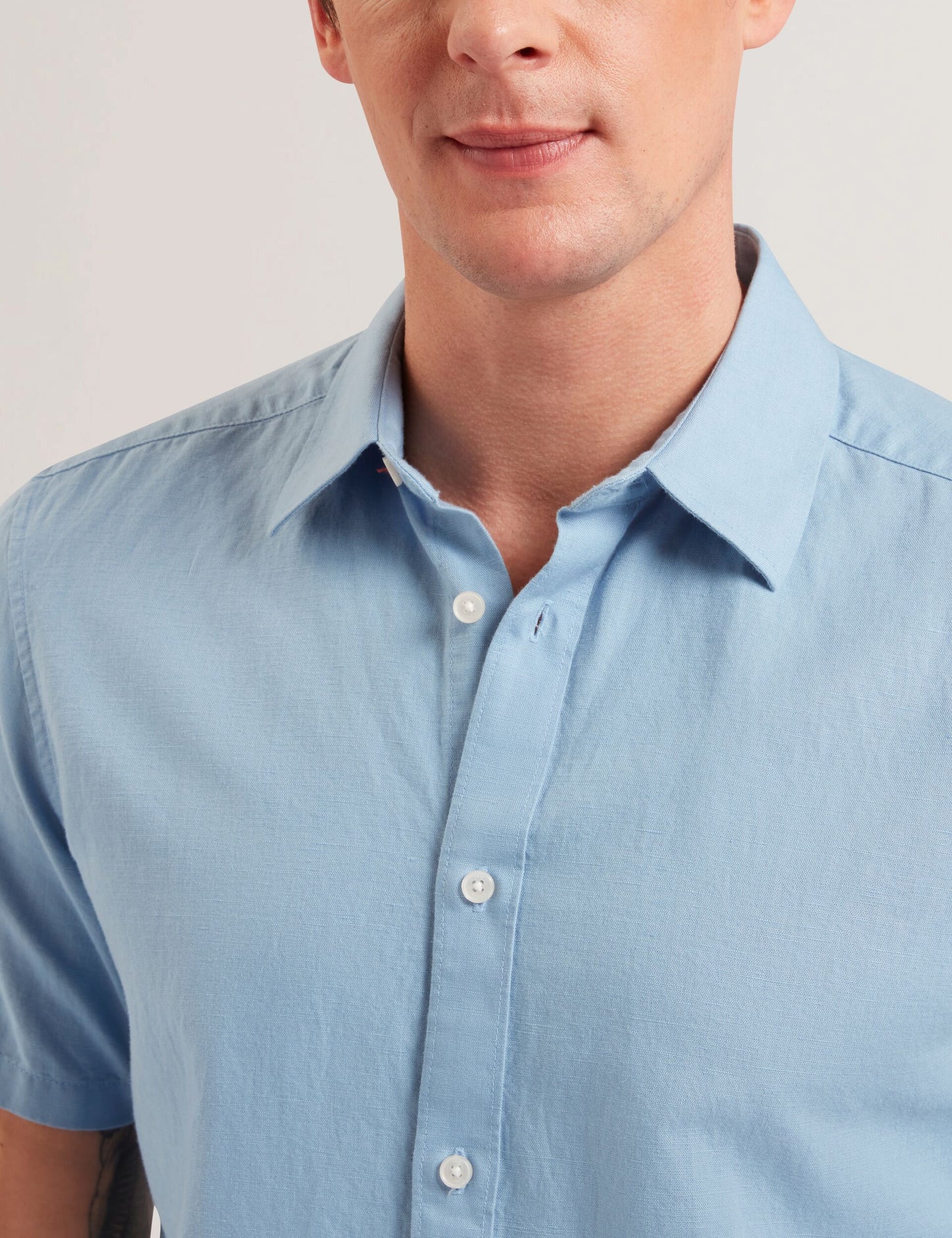 Ted Baker ZEFRE - Blue Short Sleeve Linen Woven Shirt