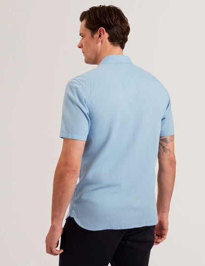 Ted Baker ZEFRE - Blue Short Sleeve Linen Woven Shirt
