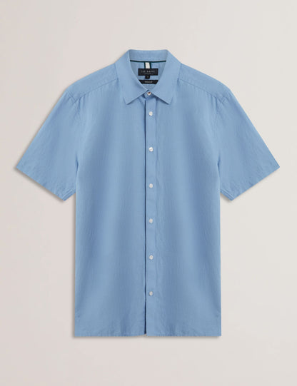 Ted Baker ZEFRE - Blue Short Sleeve Linen Woven Shirt