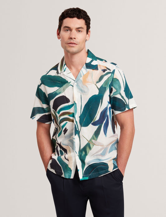 Ted Baker ROGNSKI - Relaxed Floral Short Sleeve Linen Shirt