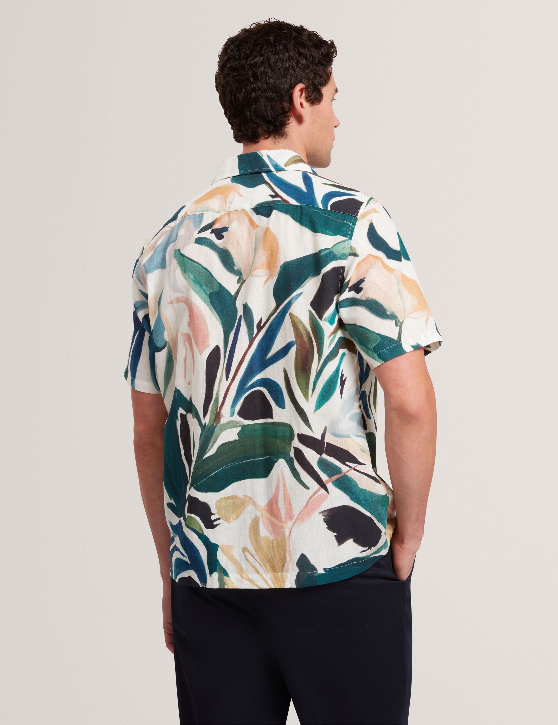 Ted Baker ROGNSKI - Relaxed Floral Short Sleeve Linen Shirt
