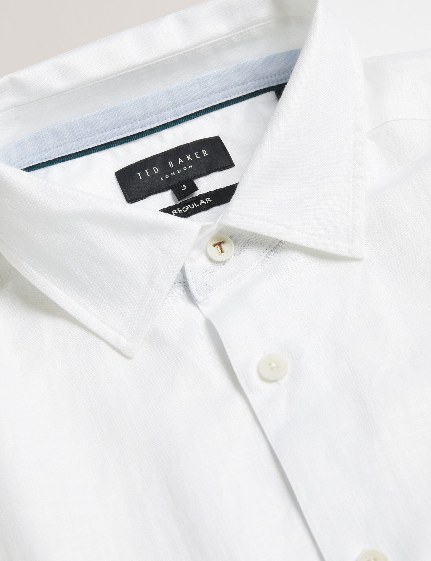 Ted Baker ROMEOS - White Regular Fit Cotton Linen Long Sleeve Shirt