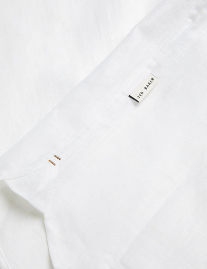 Ted Baker ROMEOS - White Regular Fit Cotton Linen Long Sleeve Shirt