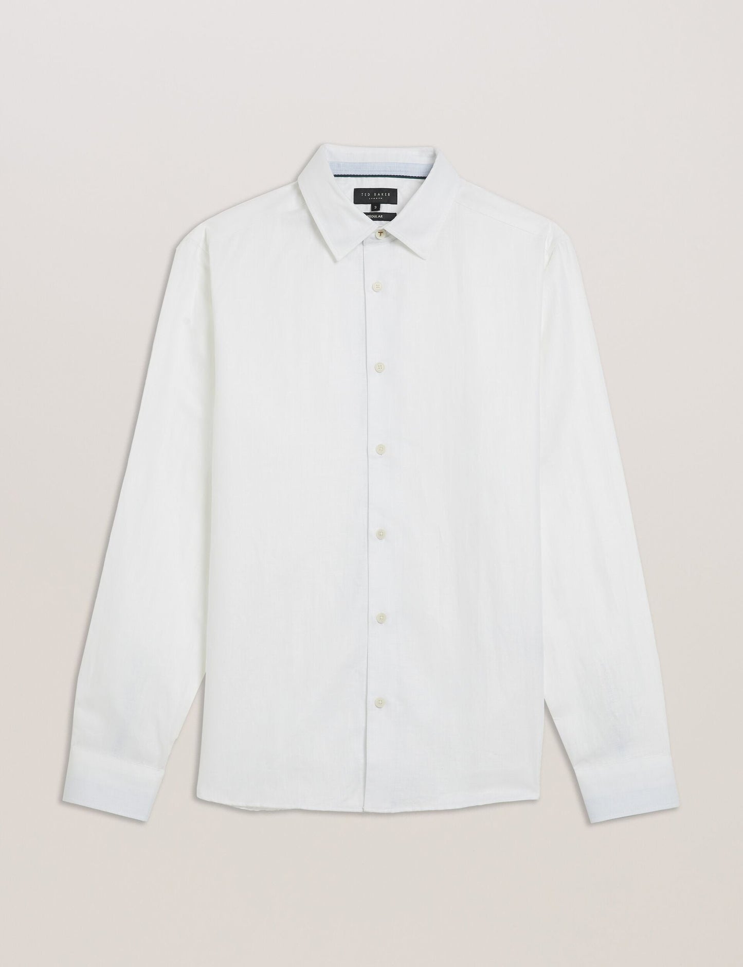 Ted Baker ROMEOS - White Regular Fit Cotton Linen Long Sleeve Shirt