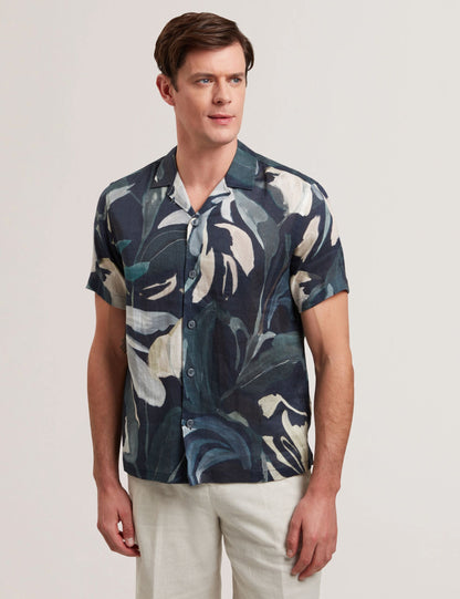 Ted Baker ROGNSKI - Relaxed Floral Short Sleeve Linen Shirt