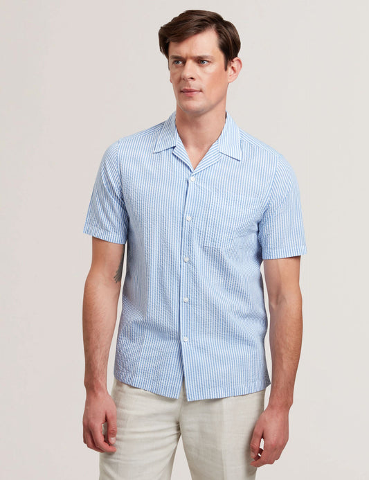 Ted Baker ELLYSON - Striped Seersucker Relaxed Cotton Shirt