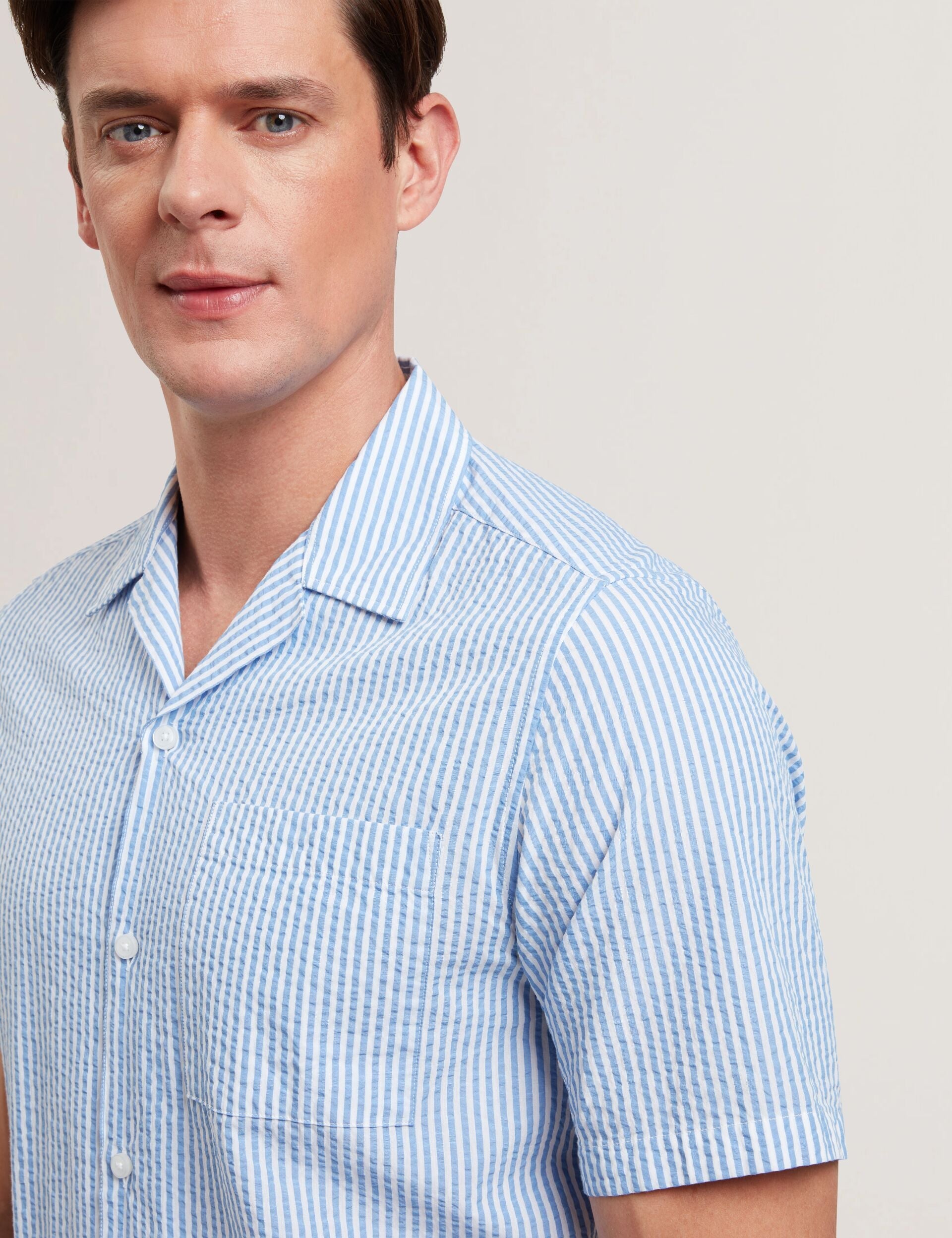 Ted Baker ELLYSON - Striped Seersucker Relaxed Cotton Shirt