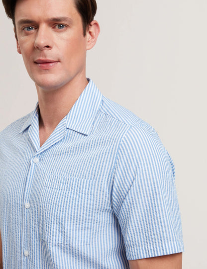 Ted Baker ELLYSON - Striped Seersucker Relaxed Cotton Shirt