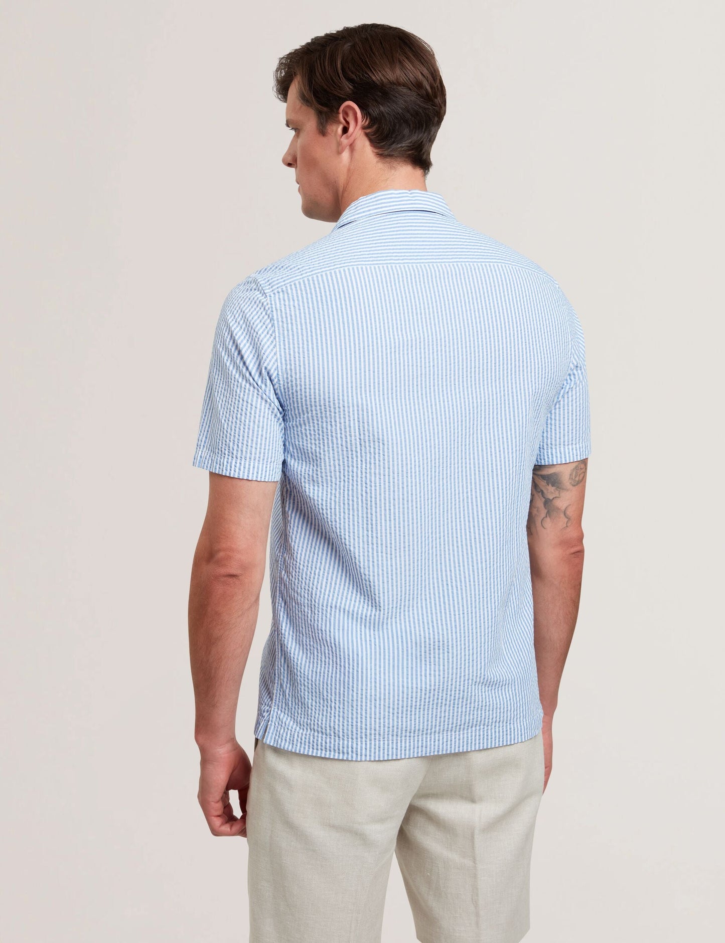 Ted Baker ELLYSON - Striped Seersucker Relaxed Cotton Shirt