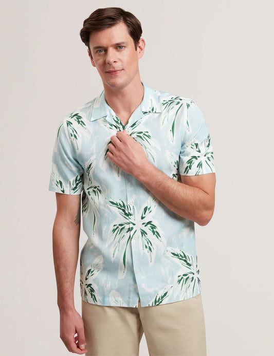 Ted Baker BOCHE - Tropical Print Linen Blend Relaxed Shirt