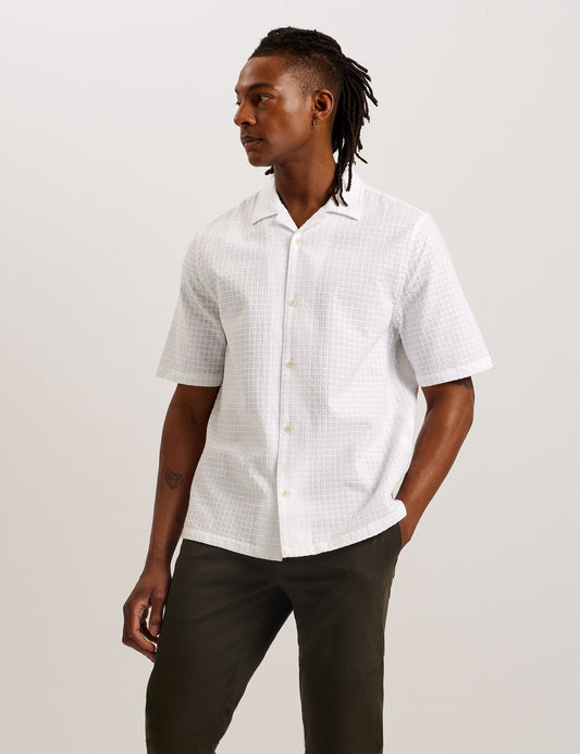 Ted Baker OISE - Textured Grid Cotton Short Sleeve Shirt