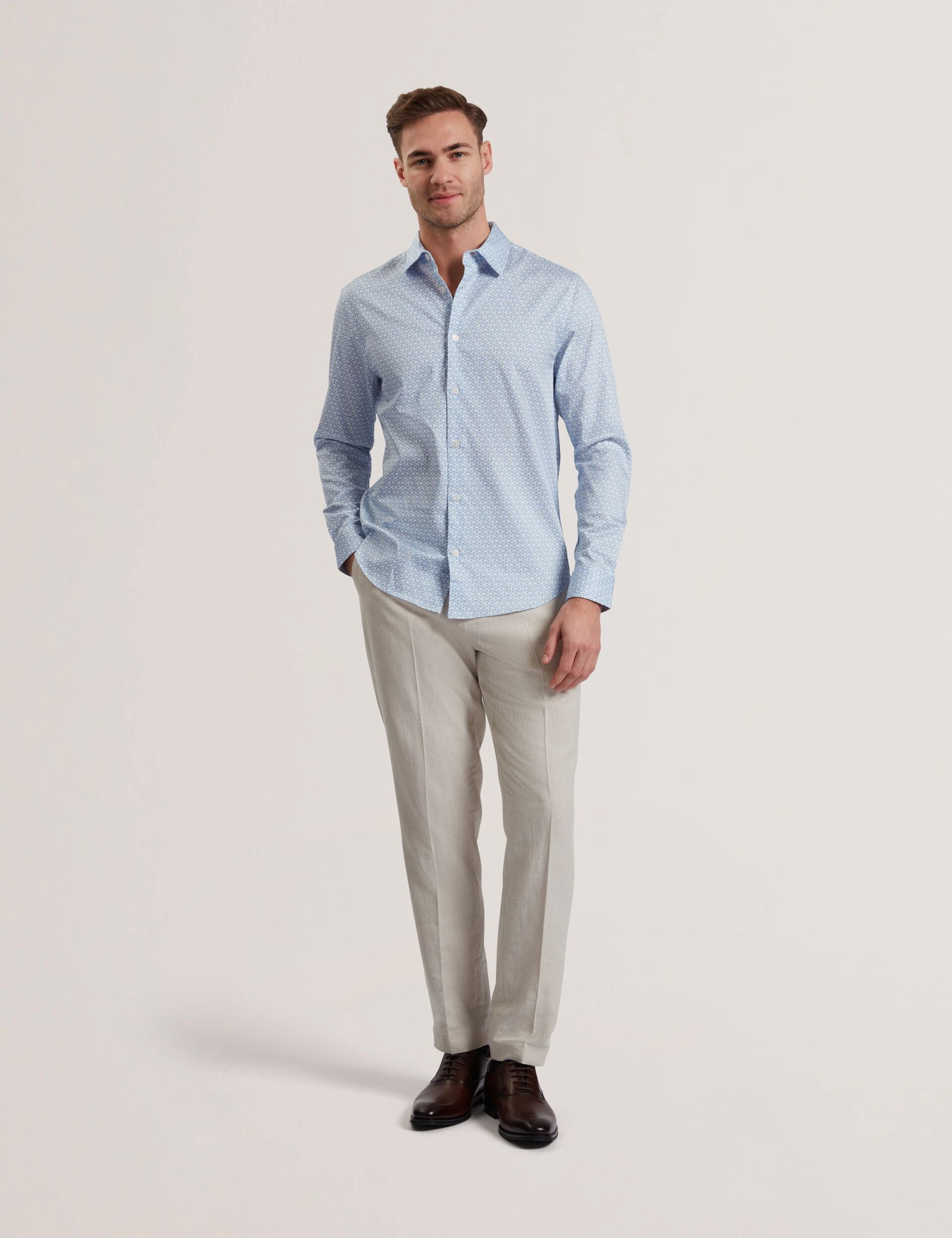 Ted Baker ALPHAIS - Regular Fit Geometric Pure Cotton Shirt