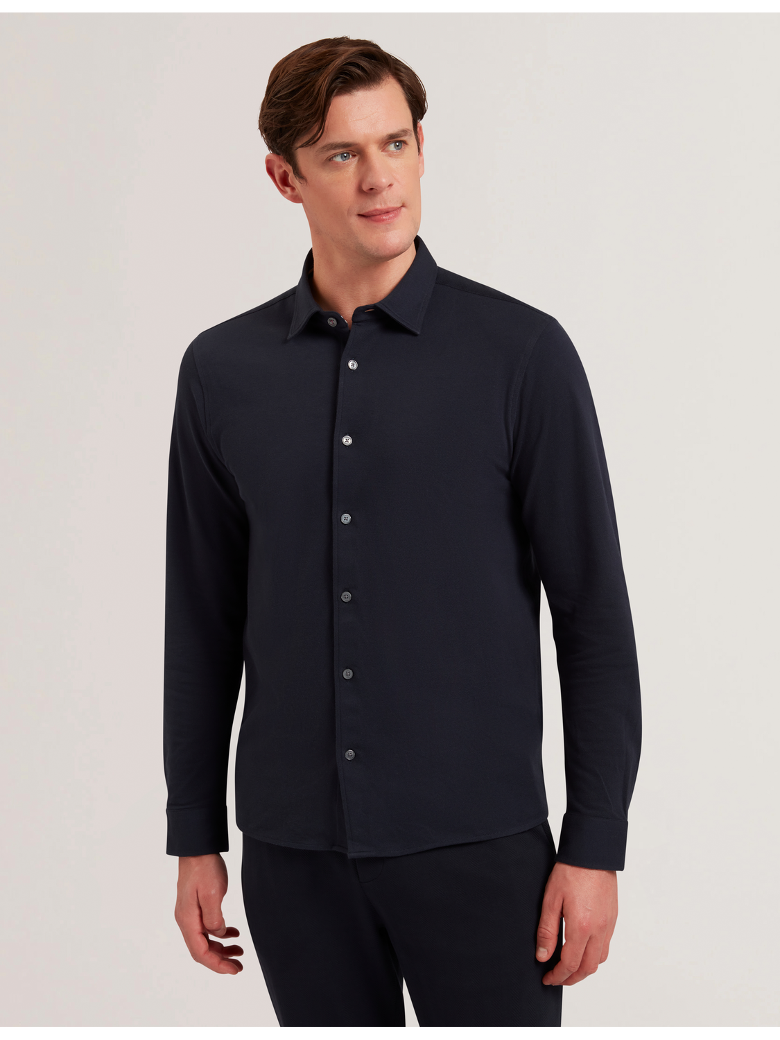Ted Baker LUCKEY - Long Sleeve Pique Cotton Jersey Shirt