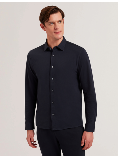 Ted Baker LUCKEY - Long Sleeve Pique Cotton Jersey Shirt