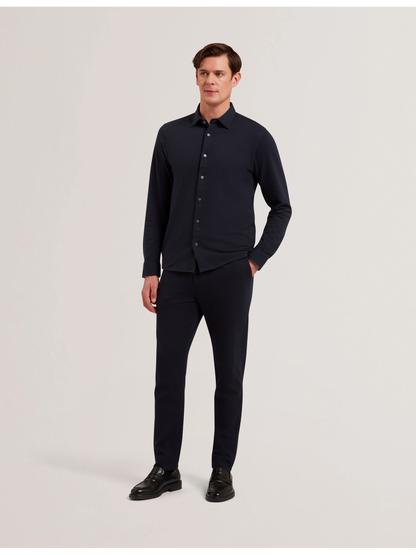 Ted Baker LUCKEY - Long Sleeve Pique Cotton Jersey Shirt