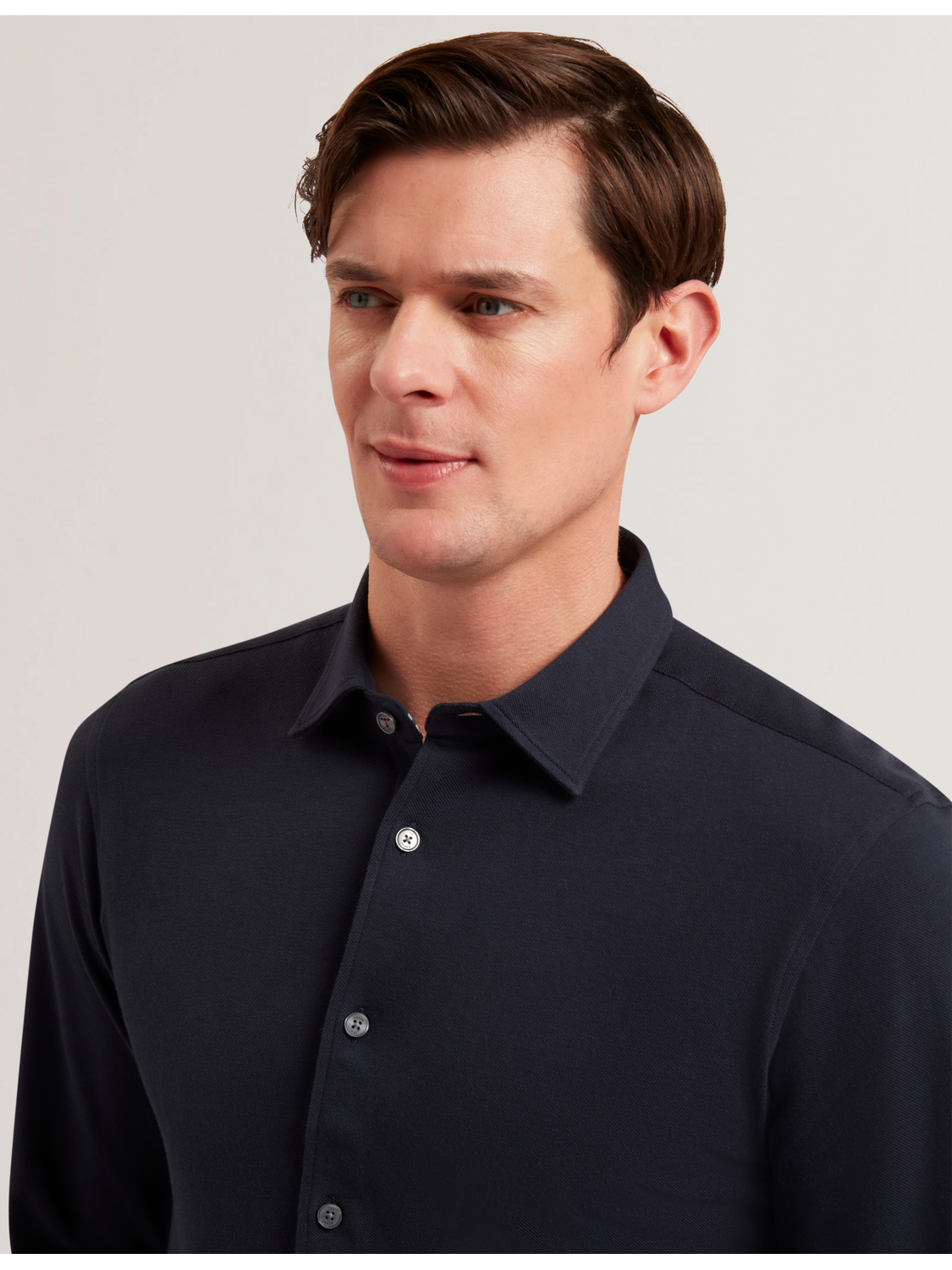 Ted Baker LUCKEY - Long Sleeve Pique Cotton Jersey Shirt