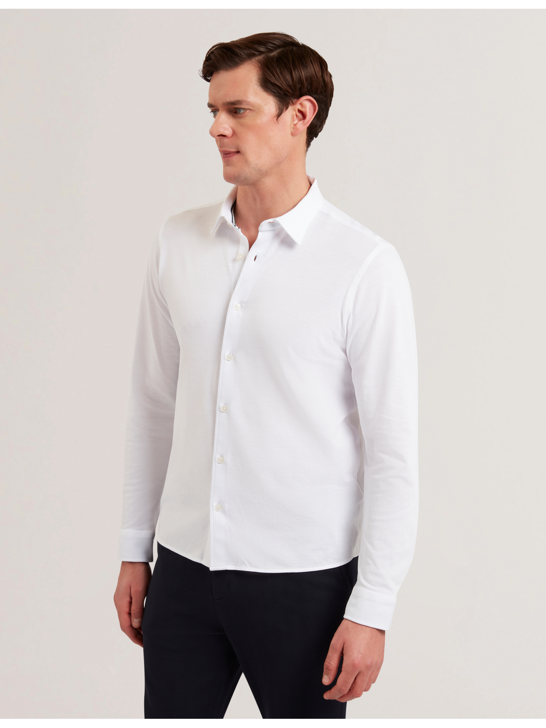 Ted Baker LUCKEY - Long Sleeve Pique Cotton Jersey Shirt