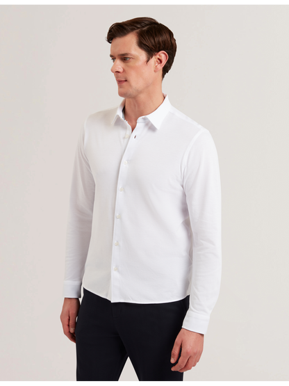 Ted Baker LUCKEY - Long Sleeve Pique Cotton Jersey Shirt