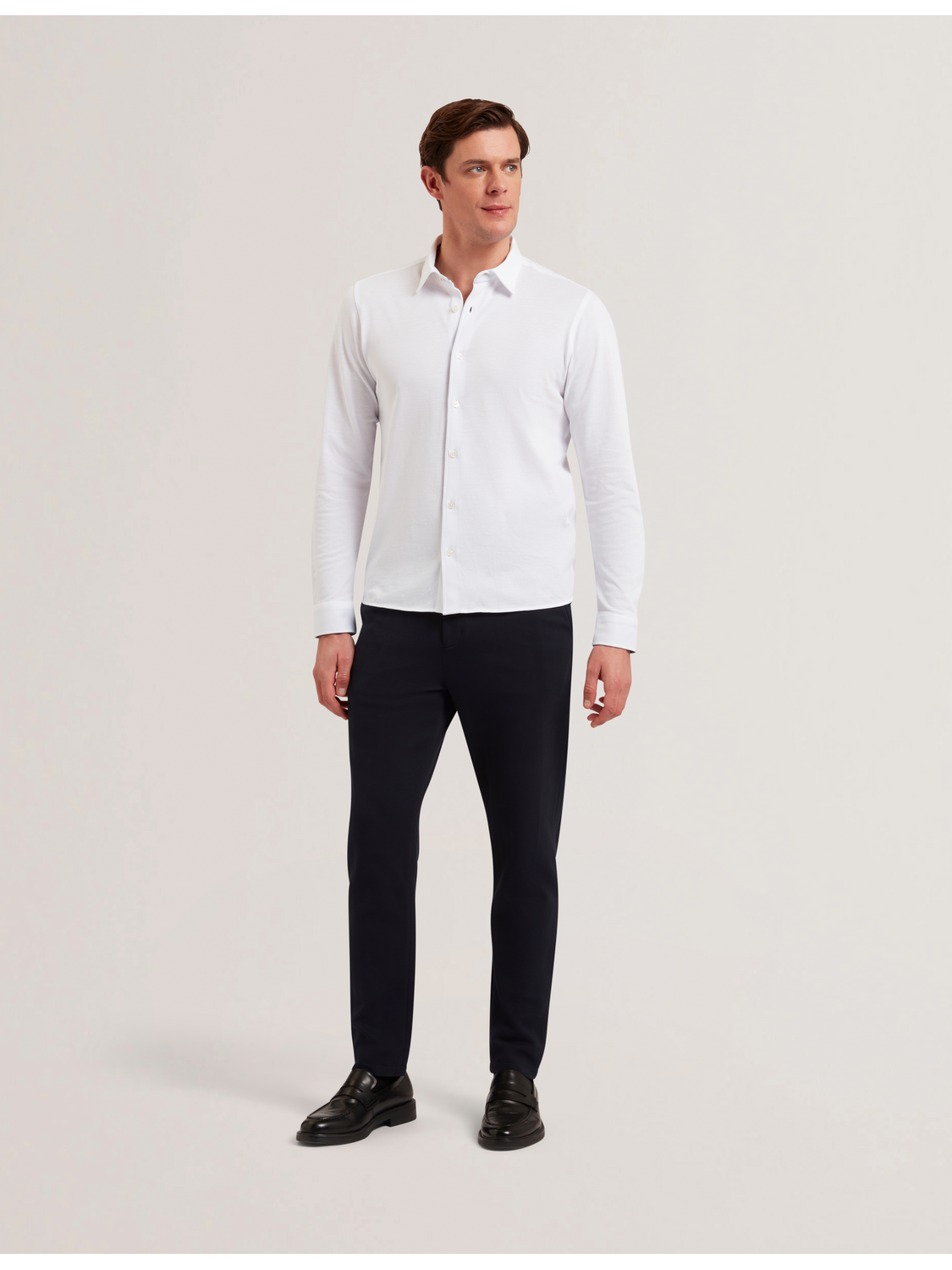 Ted Baker LUCKEY - Long Sleeve Pique Cotton Jersey Shirt