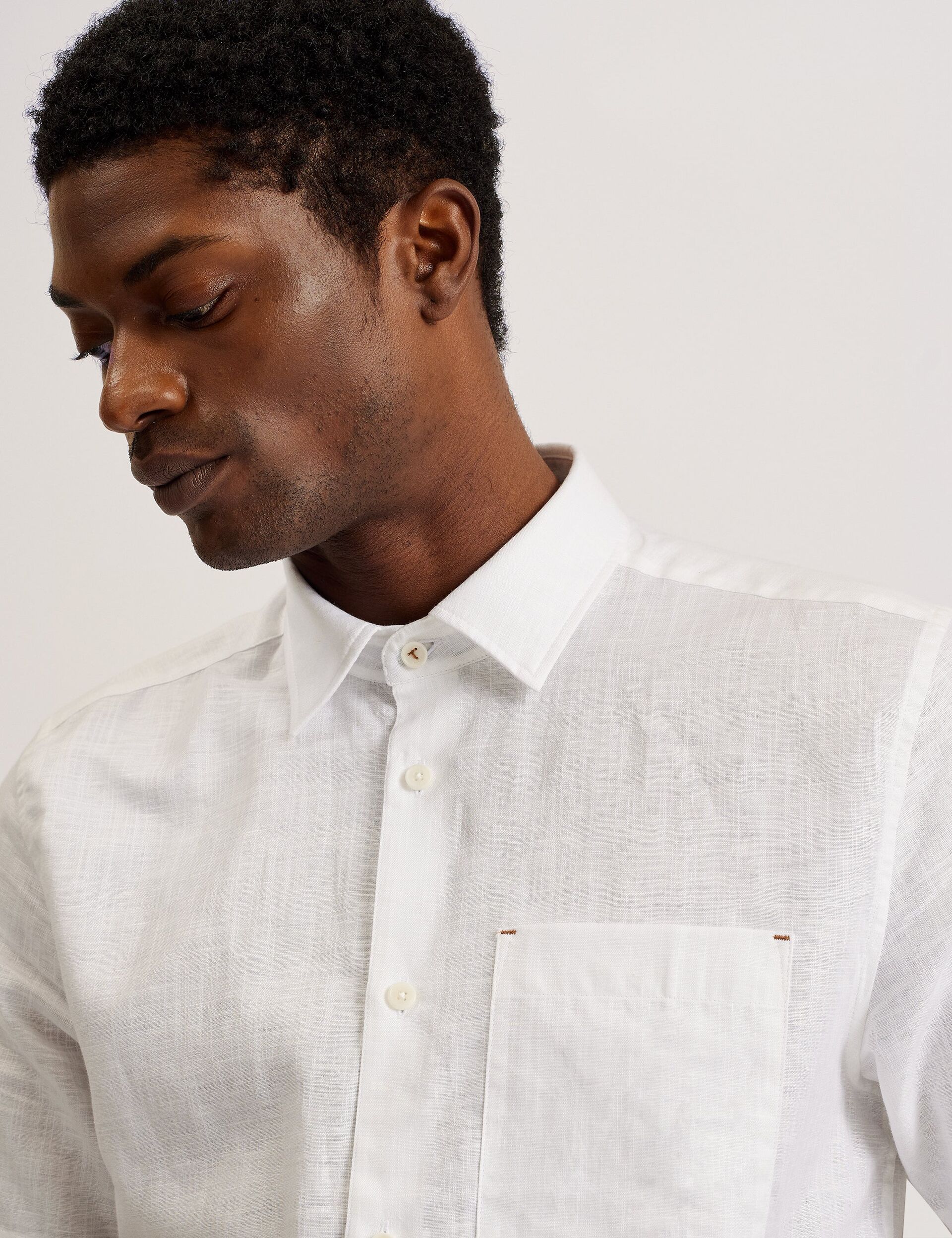 Ted Baker PALOMAS - Short Sleeve Textured Linen Cotton Shirt