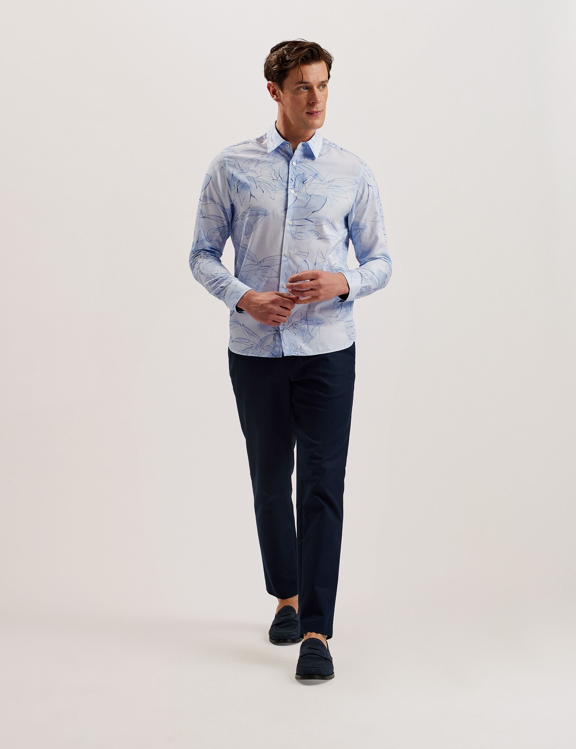 Ted Baker WALESBY - Sketched Floral Print Cotton Shirt