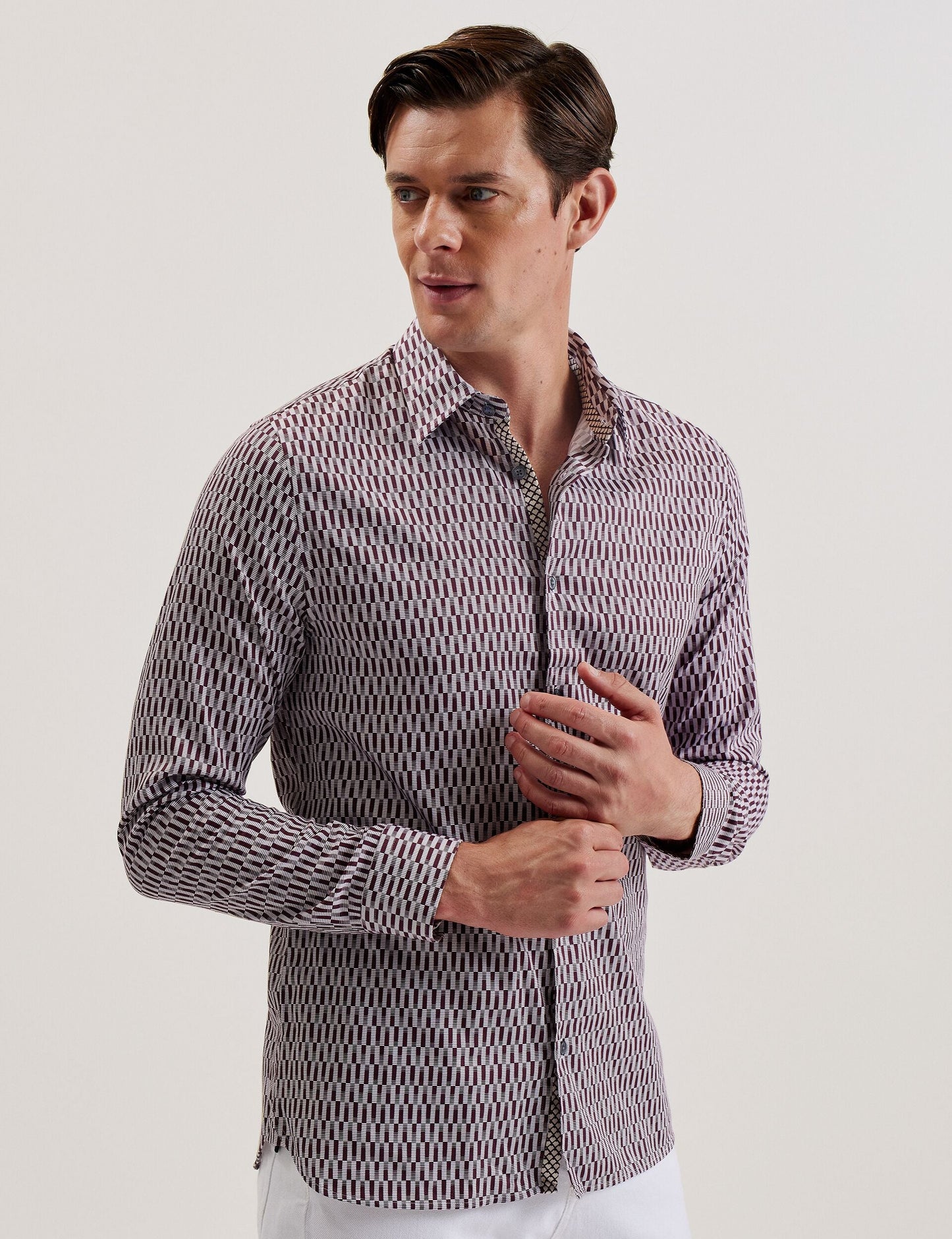 Ted Baker FRESTIN - Geometric Pattern Slim Long Sleeve Shirt