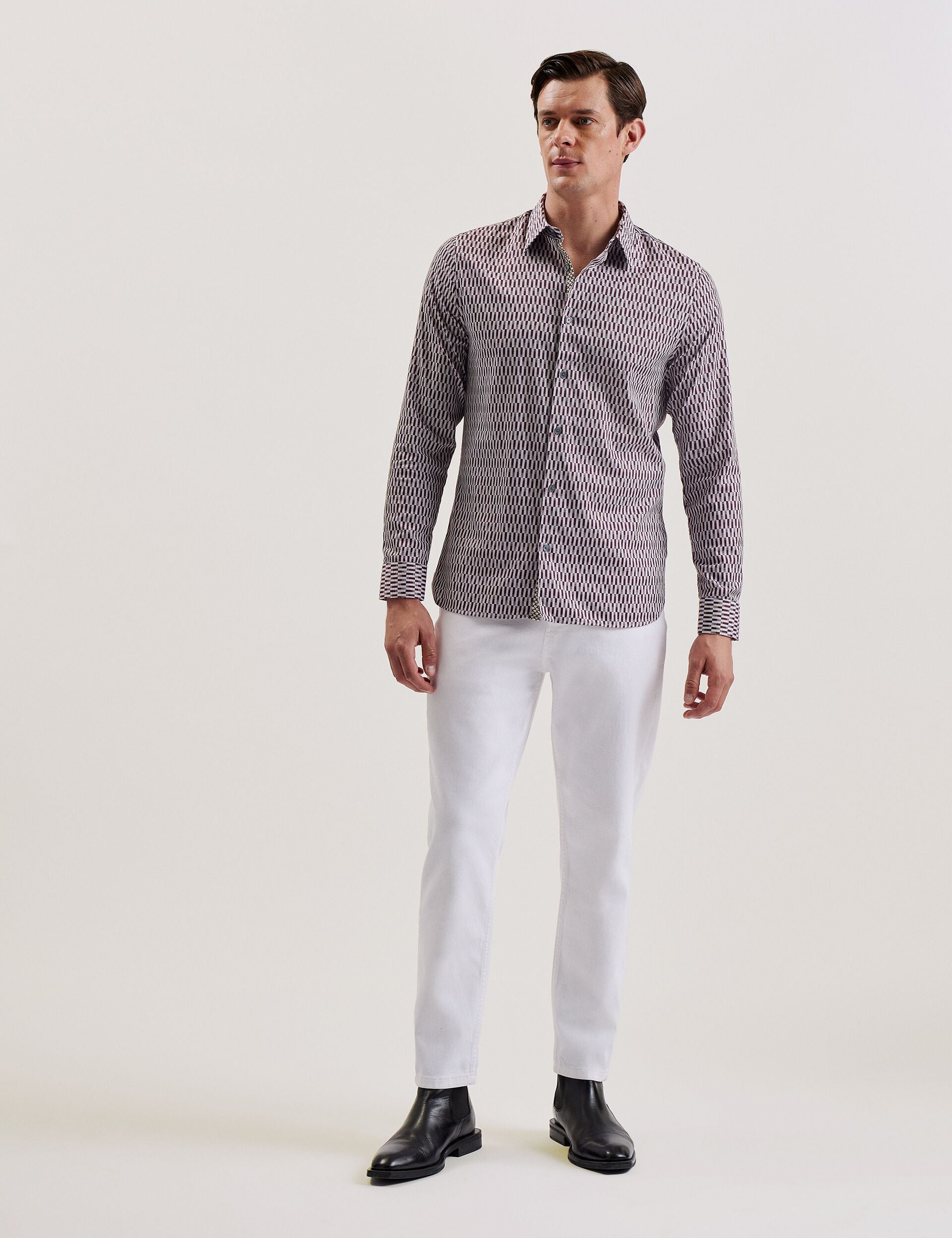 Ted Baker FRESTIN - Geometric Pattern Slim Long Sleeve Shirt