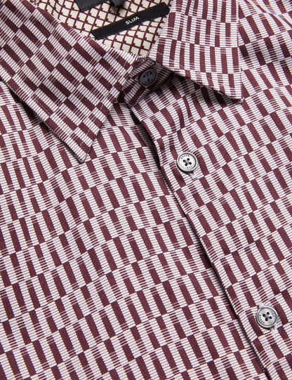 Ted Baker FRESTIN - Geometric Pattern Slim Long Sleeve Shirt