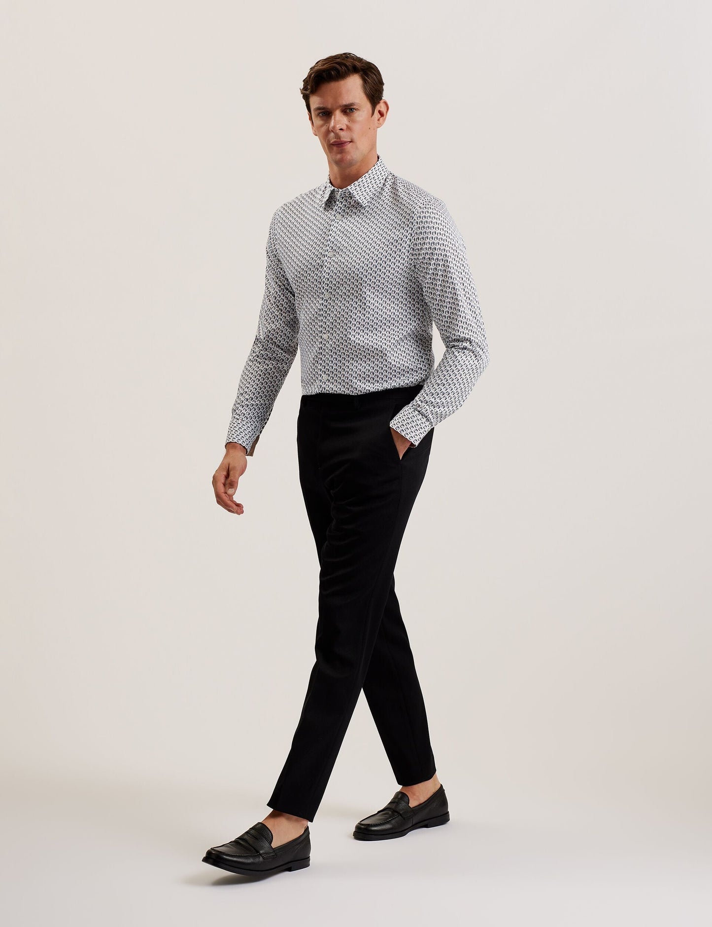 Ted Baker JOSHHY - Slim Fit Geometric Long Sleeve Shirt