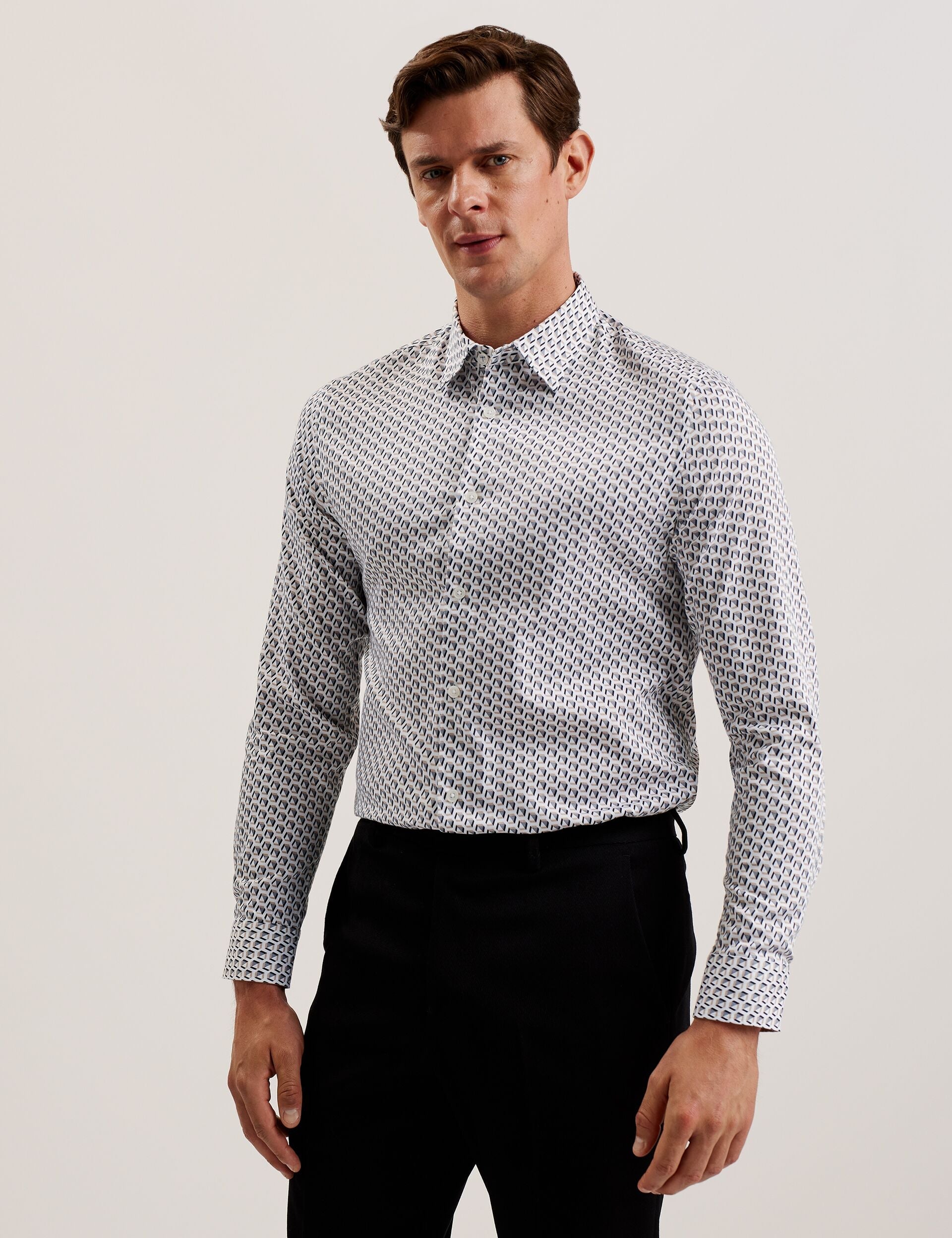 Ted Baker JOSHHY - Slim Fit Geometric Long Sleeve Shirt