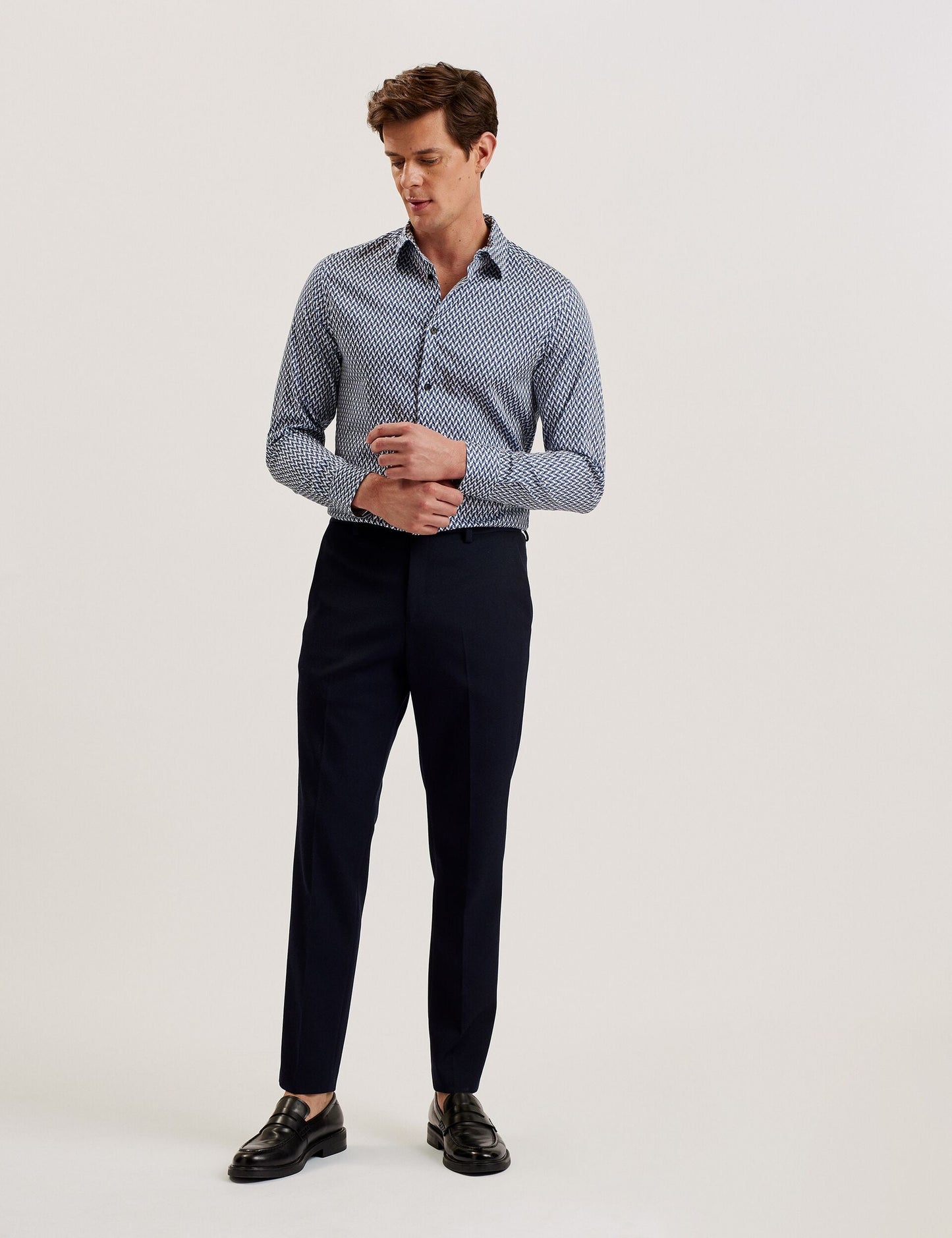 Ted Baker LACEBY - Geometric Print Long Sleeve Slim Shirt
