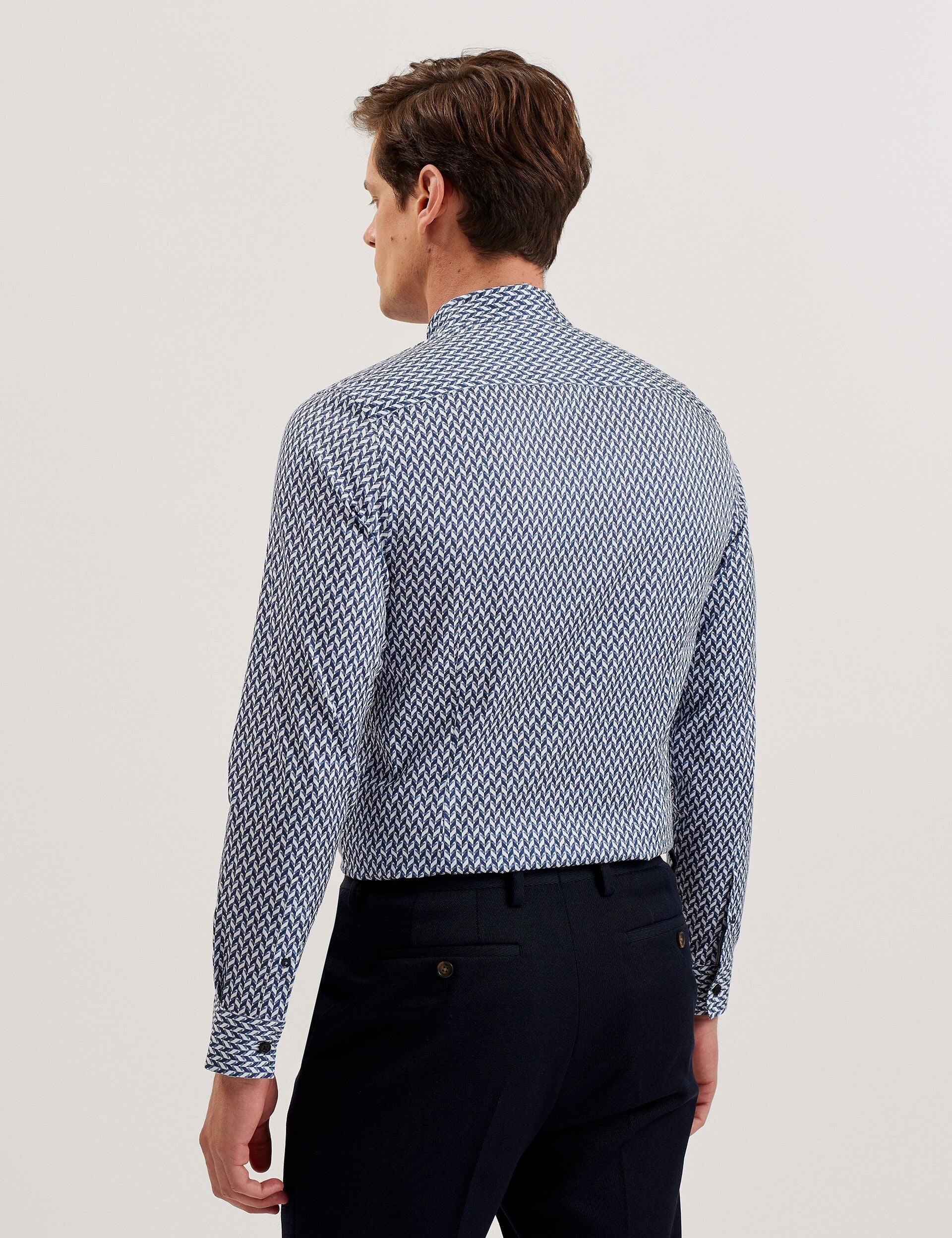 Ted Baker LACEBY - Geometric Print Long Sleeve Slim Shirt