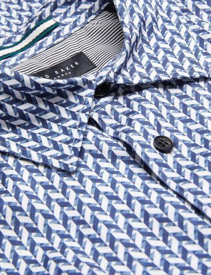 Ted Baker LACEBY - Geometric Print Long Sleeve Slim Shirt