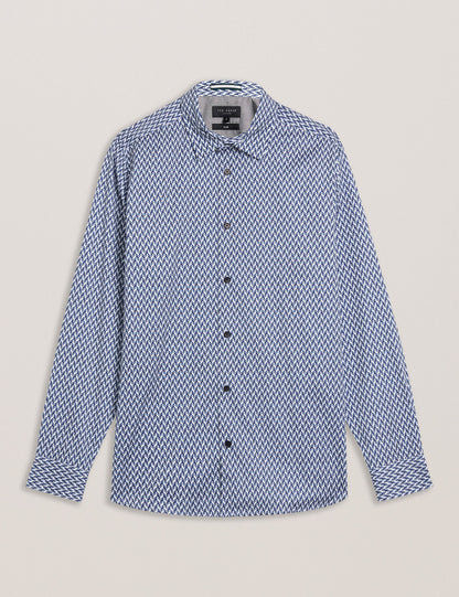 Ted Baker LACEBY - Geometric Print Long Sleeve Slim Shirt