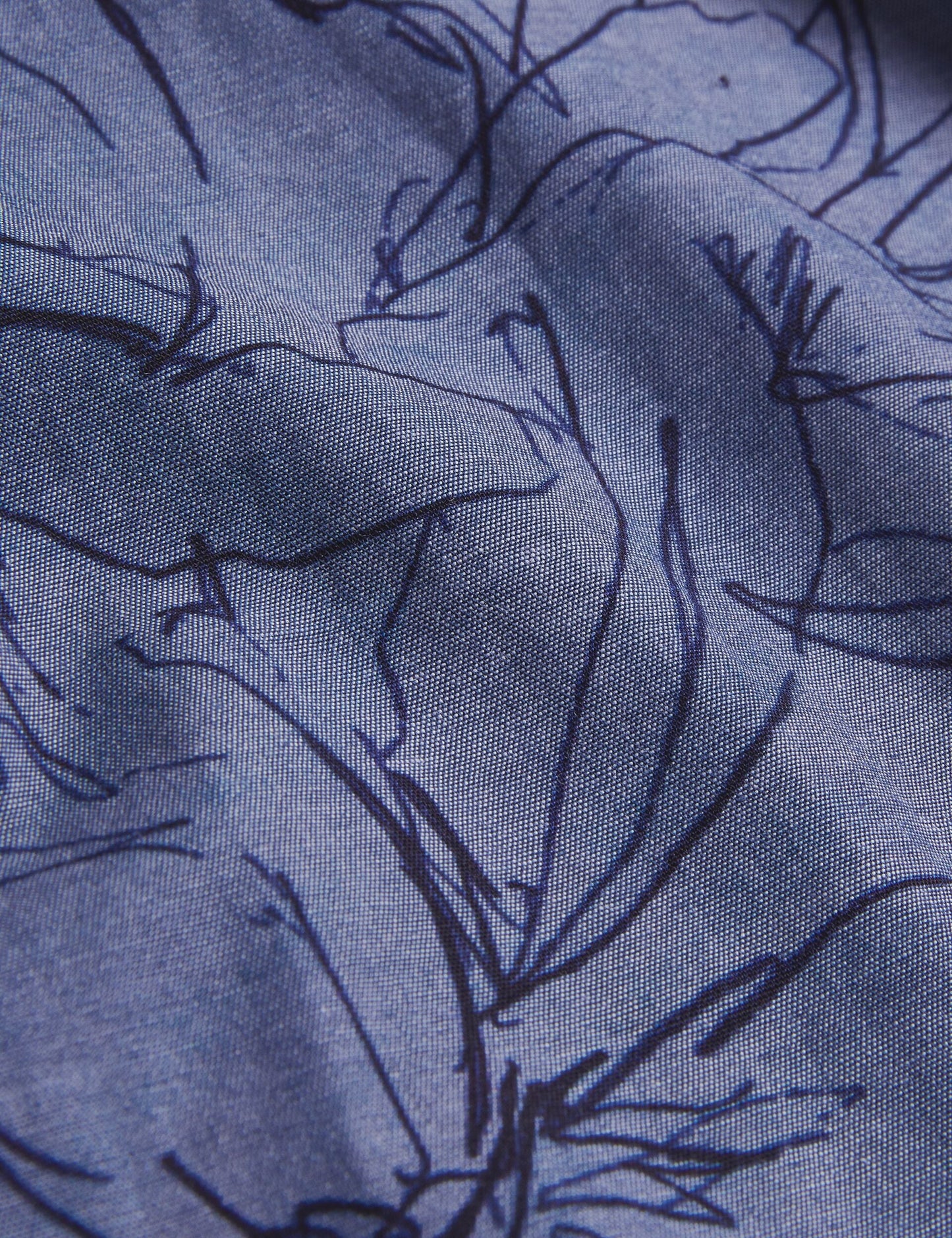 Ted Baker TERRONI - Short Sleeve Floral Chambray Cotton Shirt