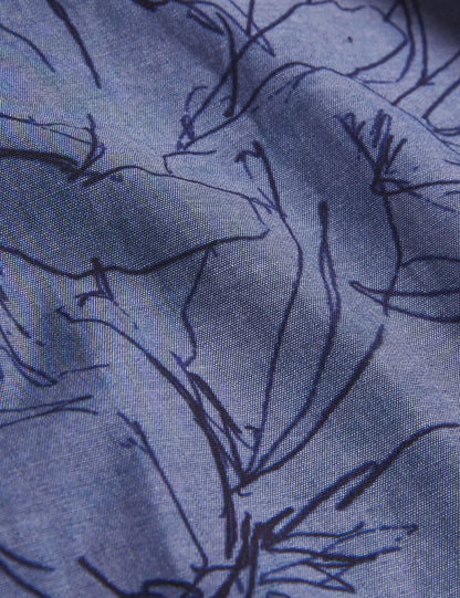 Ted Baker TERRONI - Short Sleeve Floral Chambray Cotton Shirt