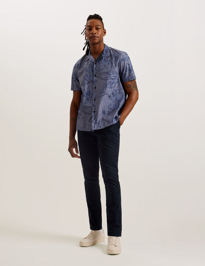 Ted Baker TERRONI - Short Sleeve Floral Chambray Cotton Shirt