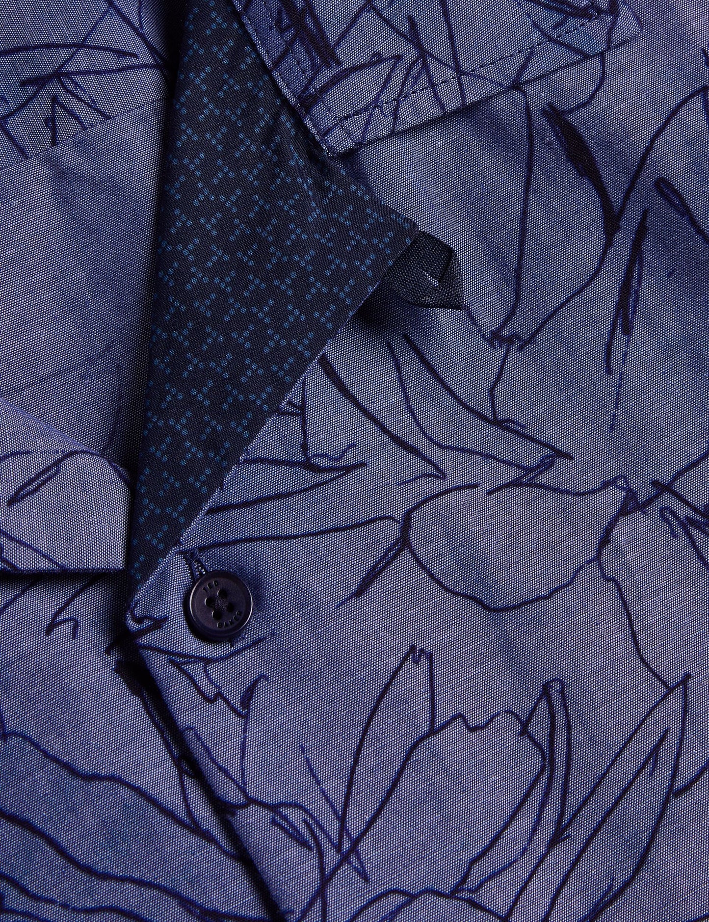 Ted Baker TERRONI - Short Sleeve Floral Chambray Cotton Shirt
