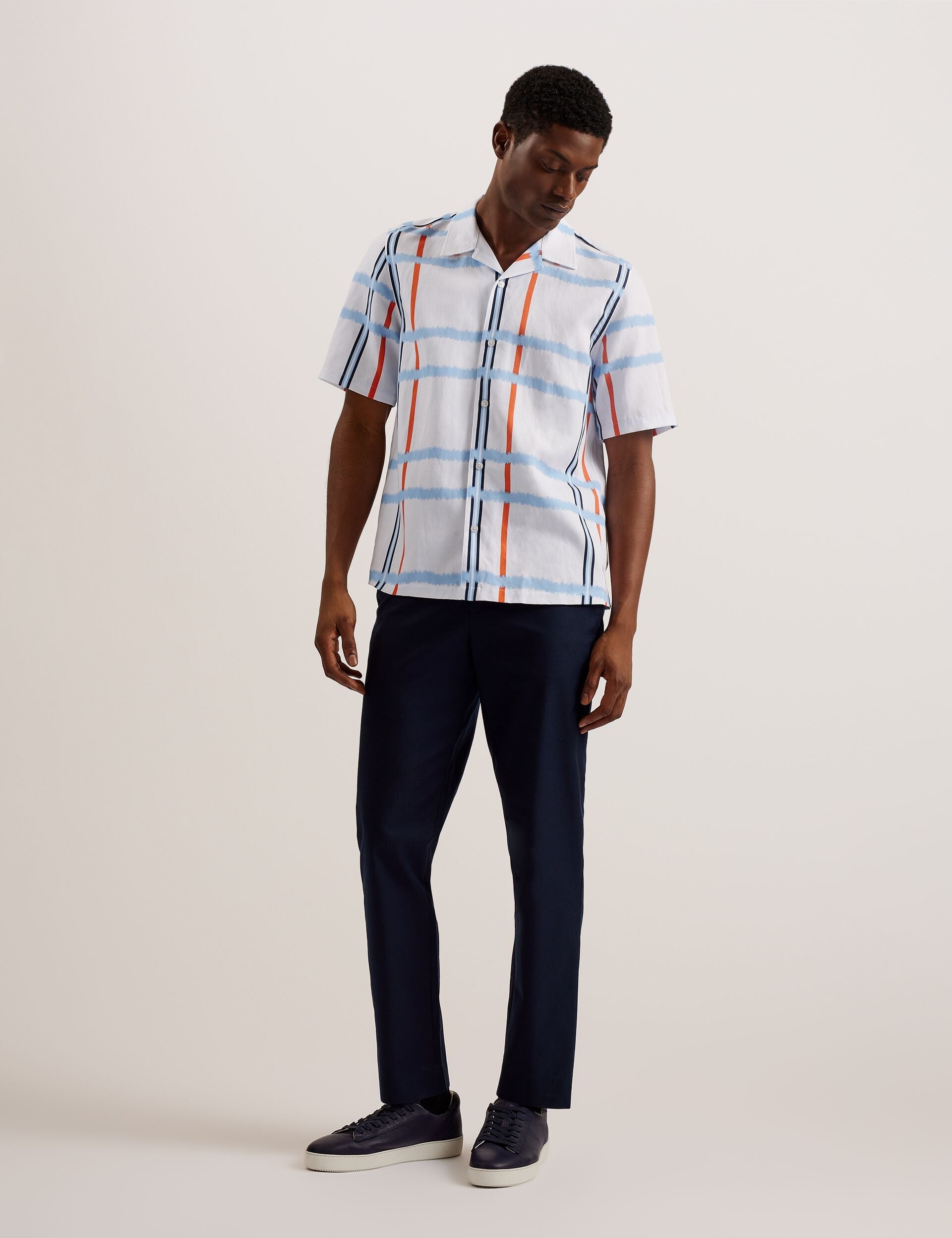 Ted Baker GARDON - Check Print Relaxed Short Sleeve Shirt